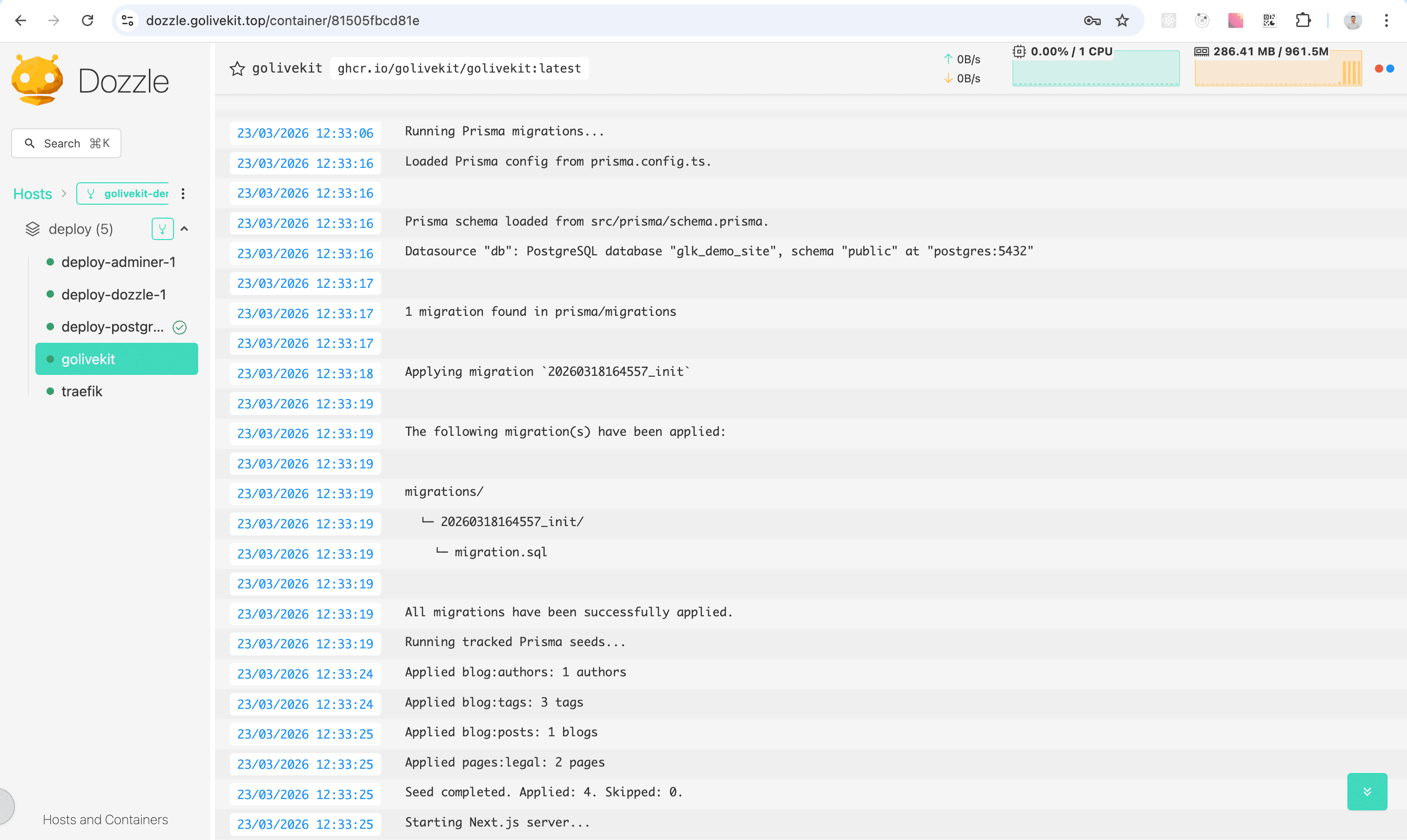 Dozzle Log Monitoring