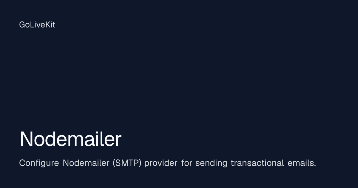 Nodemailer | GoLiveKit